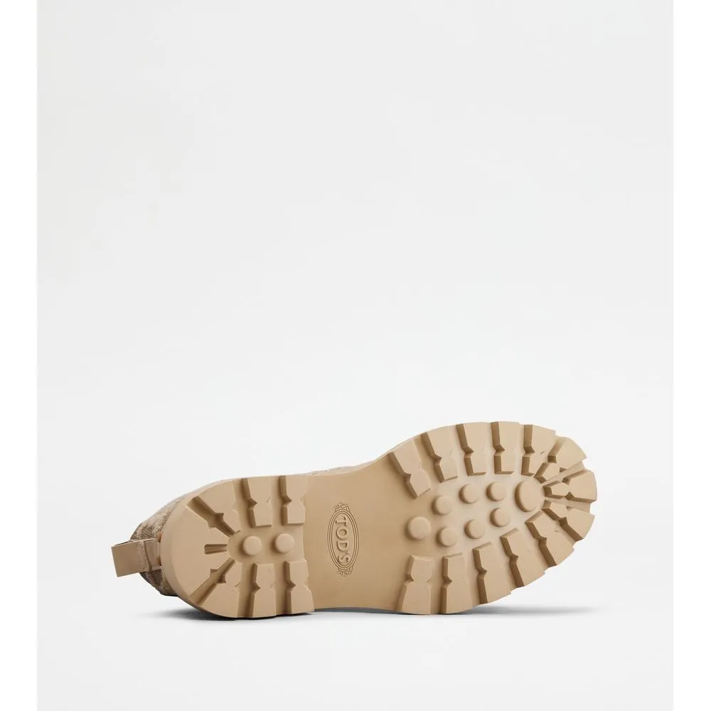 Kate Combat Boots in Fabric and Leather