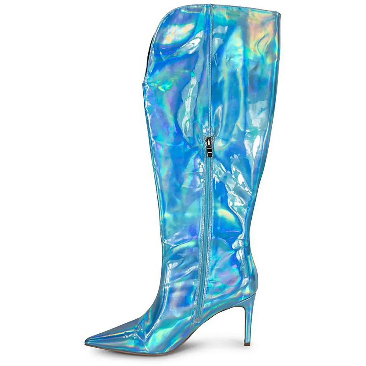 KAY Womens Faux Leather Cushioned Footbed Knee-High Boots