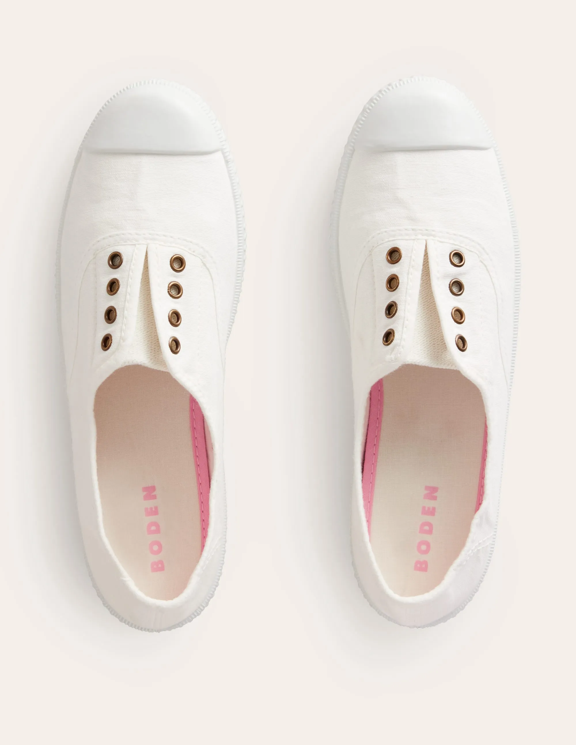 Laceless Canvas Plimsolls-Ivory