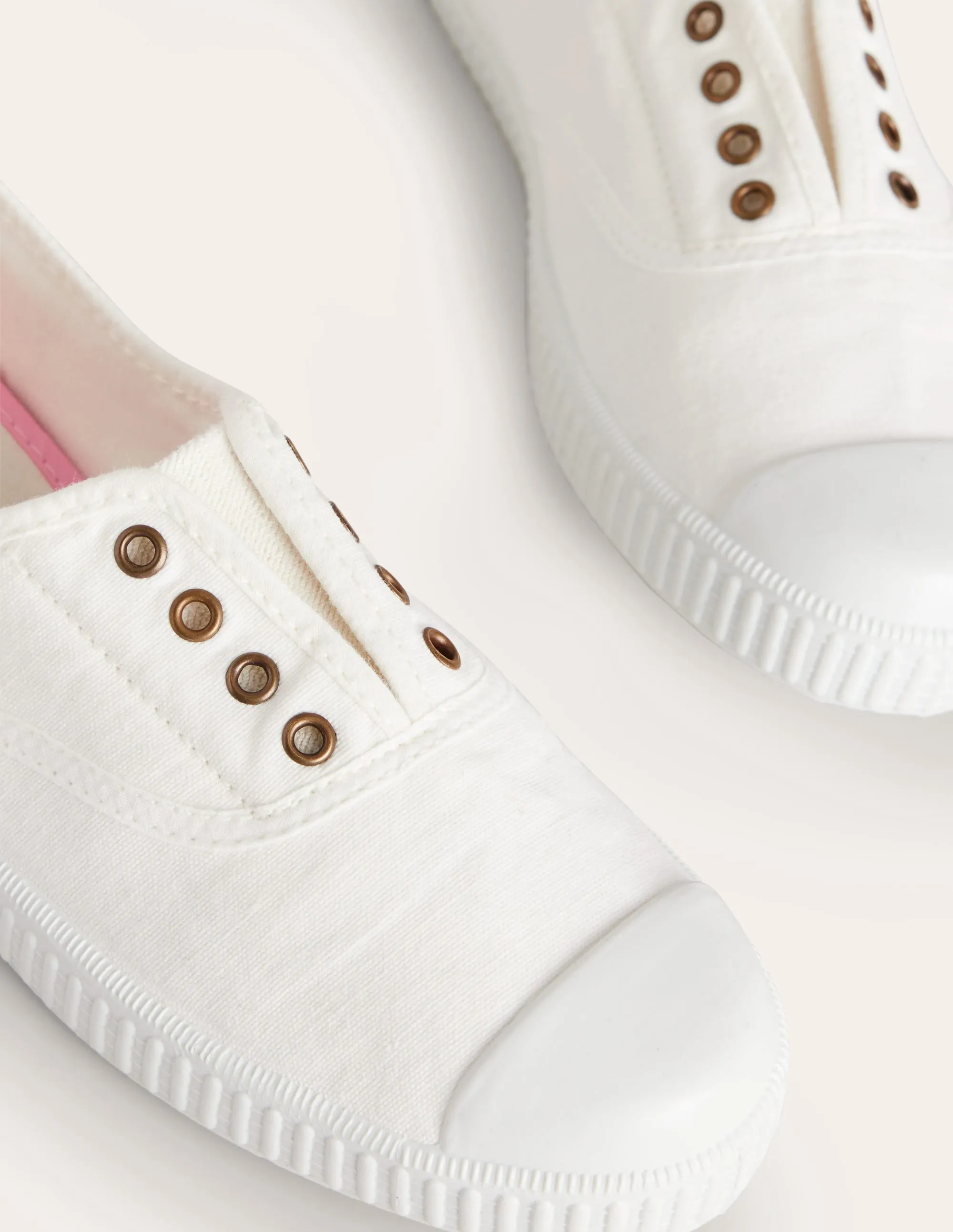 Laceless Canvas Plimsolls-Ivory