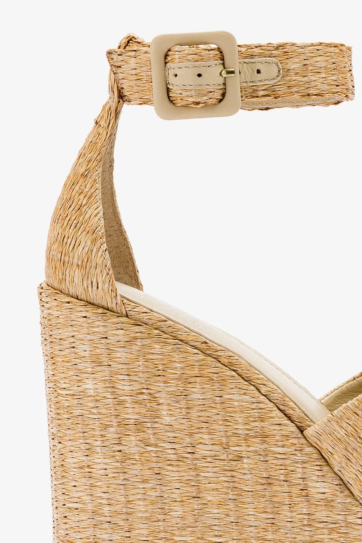Larroudé x Jennifer Fisher Wedge Sandal In Sepia Raffia
