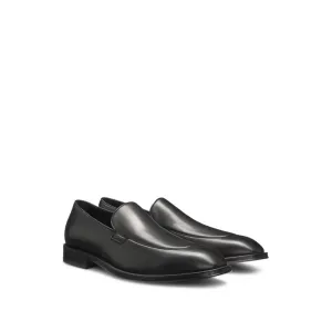 Leather loafers with apron toe