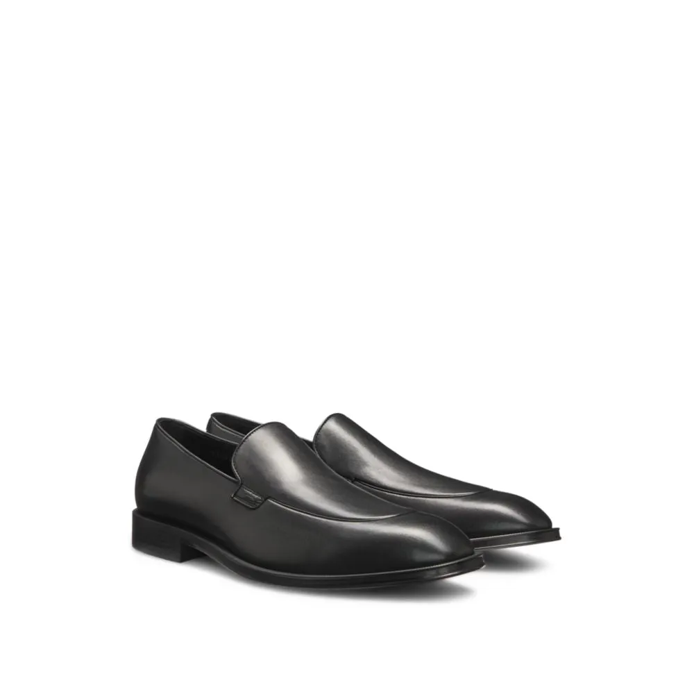 Leather loafers with apron toe