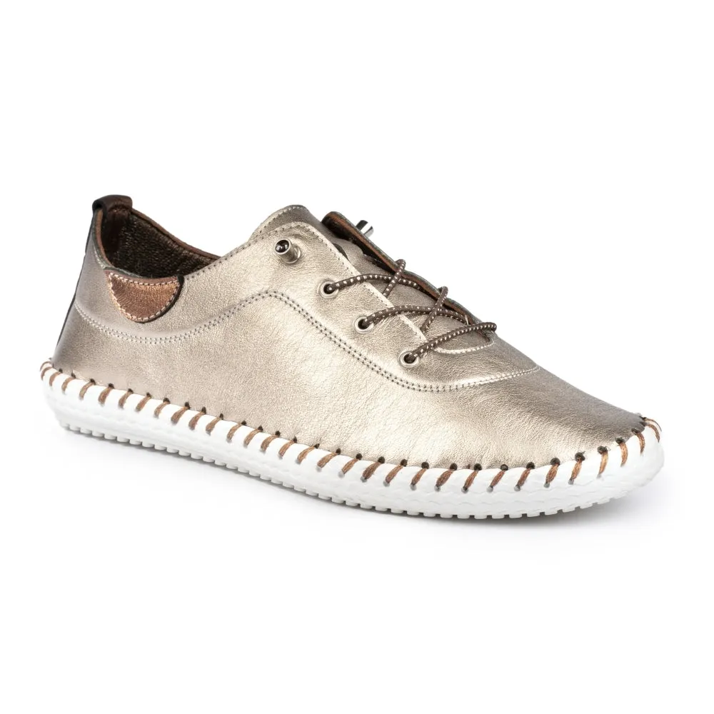 Lunar St Ives Leather Plimsole