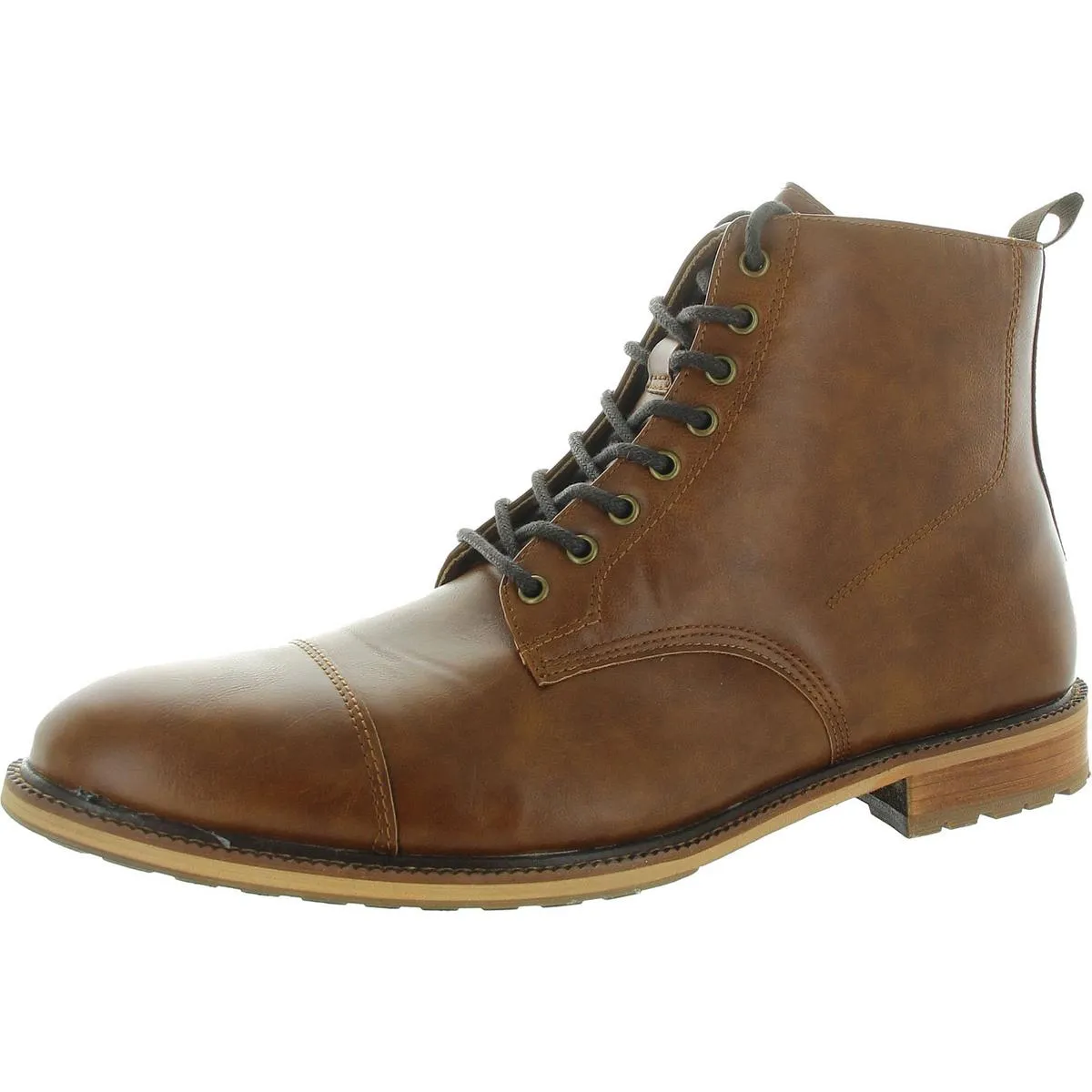 M-RIKKEN Mens Toe Cap Faux Leather Chukka Boots