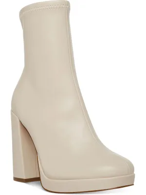 Macayla Womens Faux Leather Embossed Ankle Boots
