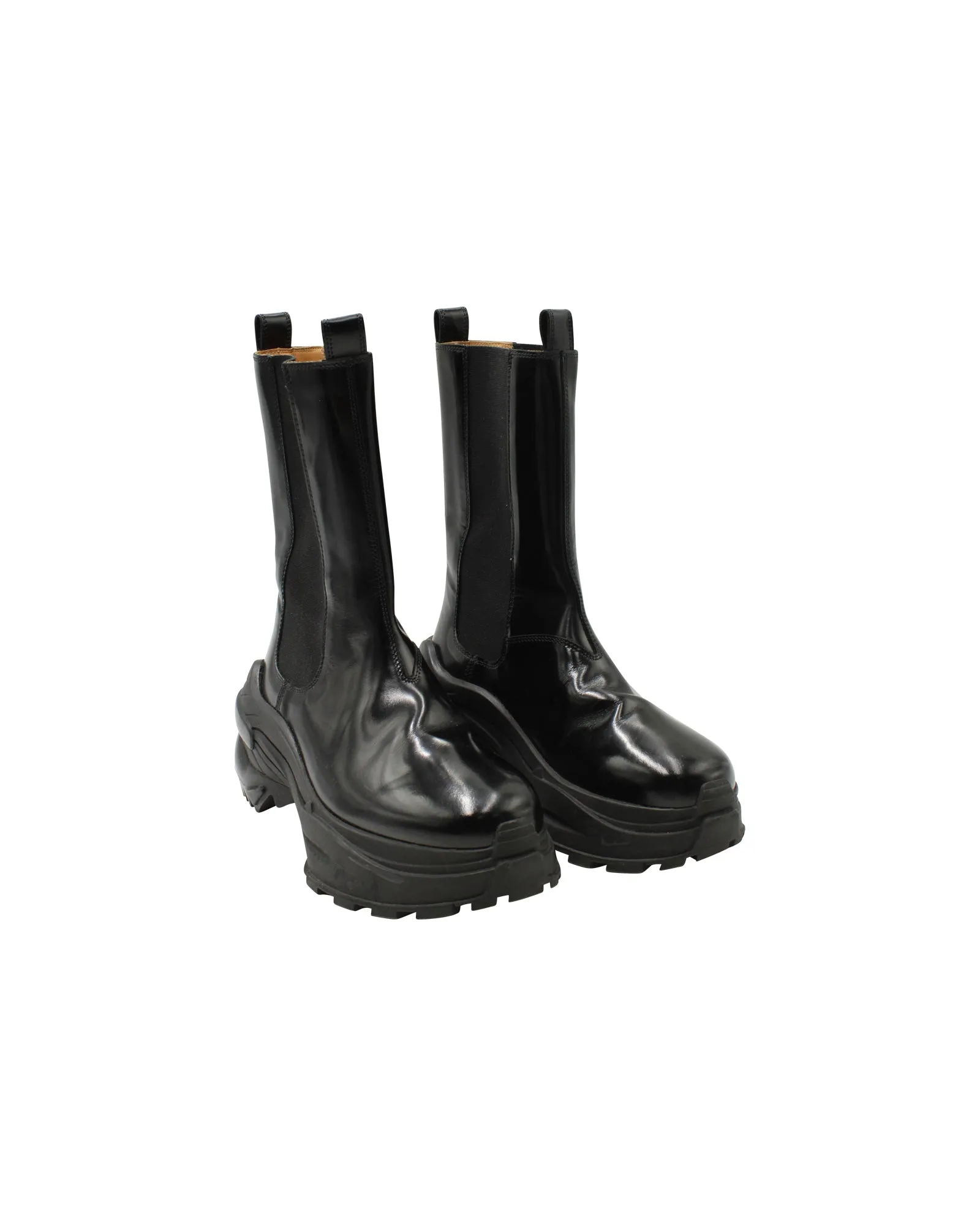 Maison Margiela Retro Fit Combat Boots in Black Leather