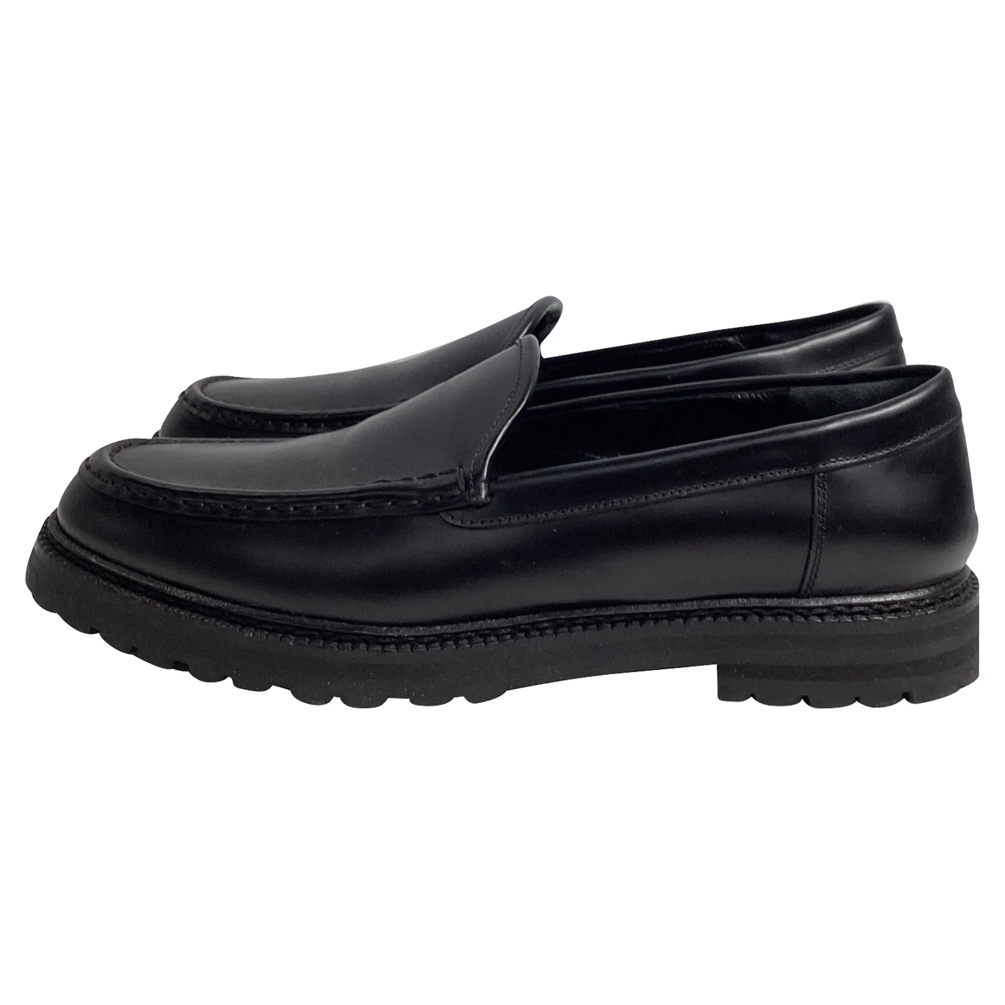 Manolo Blahnik Dineralo Slip-On Loafers in Black Calf Leather