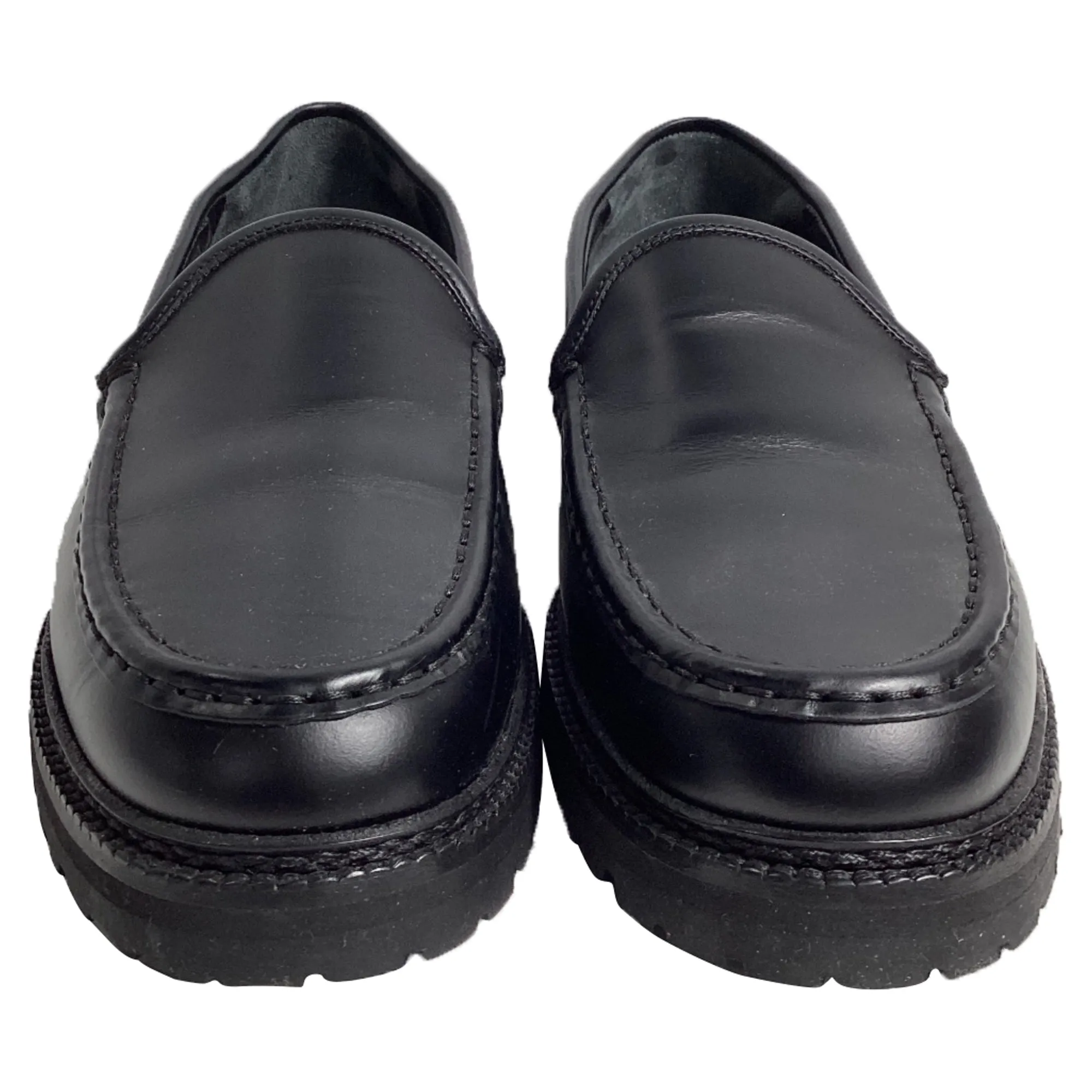 Manolo Blahnik Dineralo Slip-On Loafers in Black Calf Leather