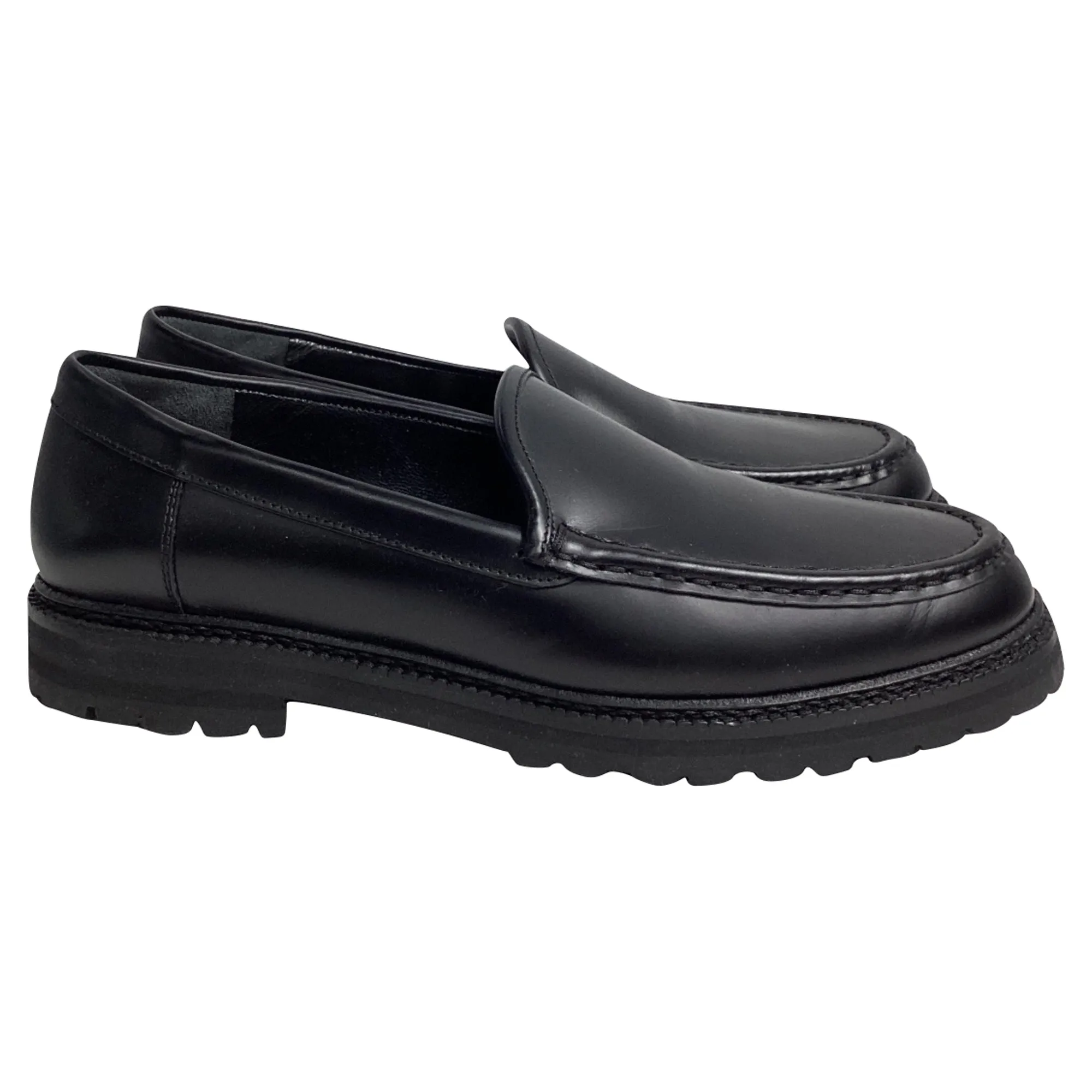Manolo Blahnik Dineralo Slip-On Loafers in Black Calf Leather