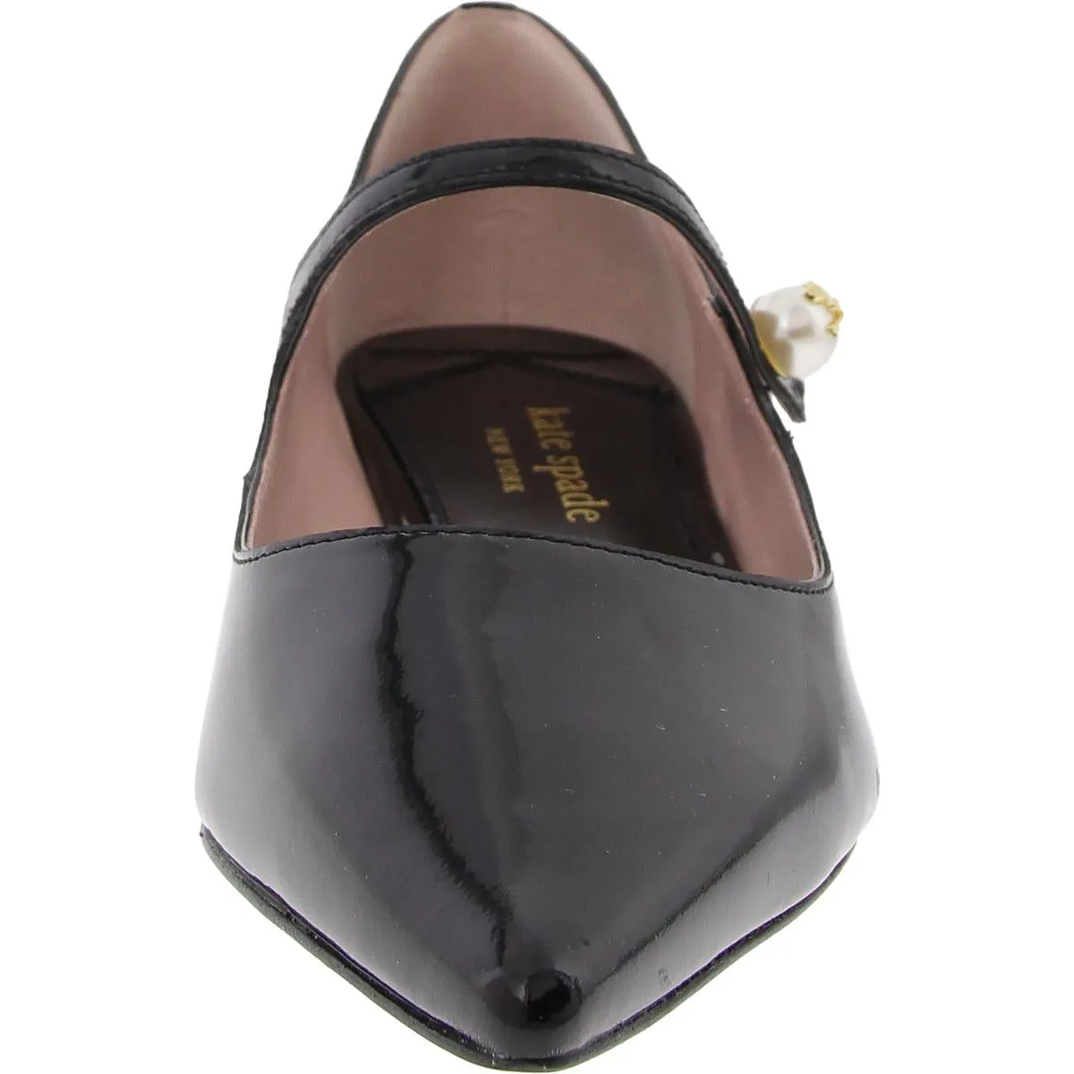 Maya Pearl Womens Embellished Patent Leather Ballet Flats