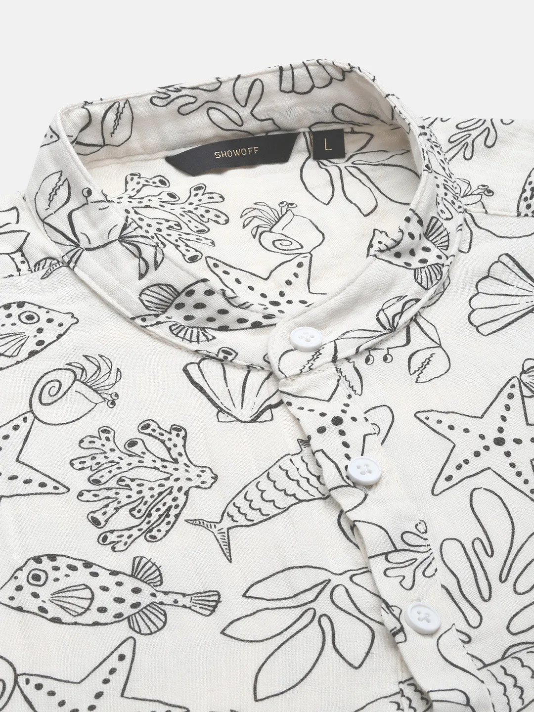 Men Cream Animal Print Shirt