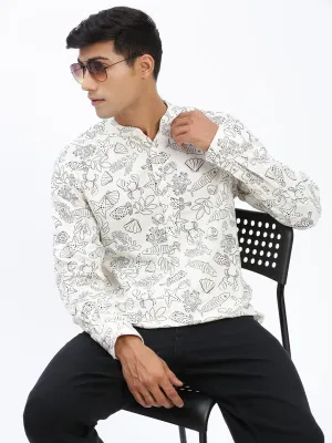 Men Cream Animal Print Shirt