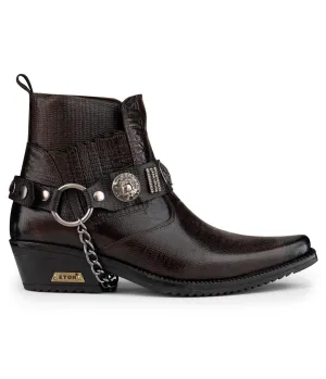 Men's Brown Leather Winklepicker Western Gothic Boots