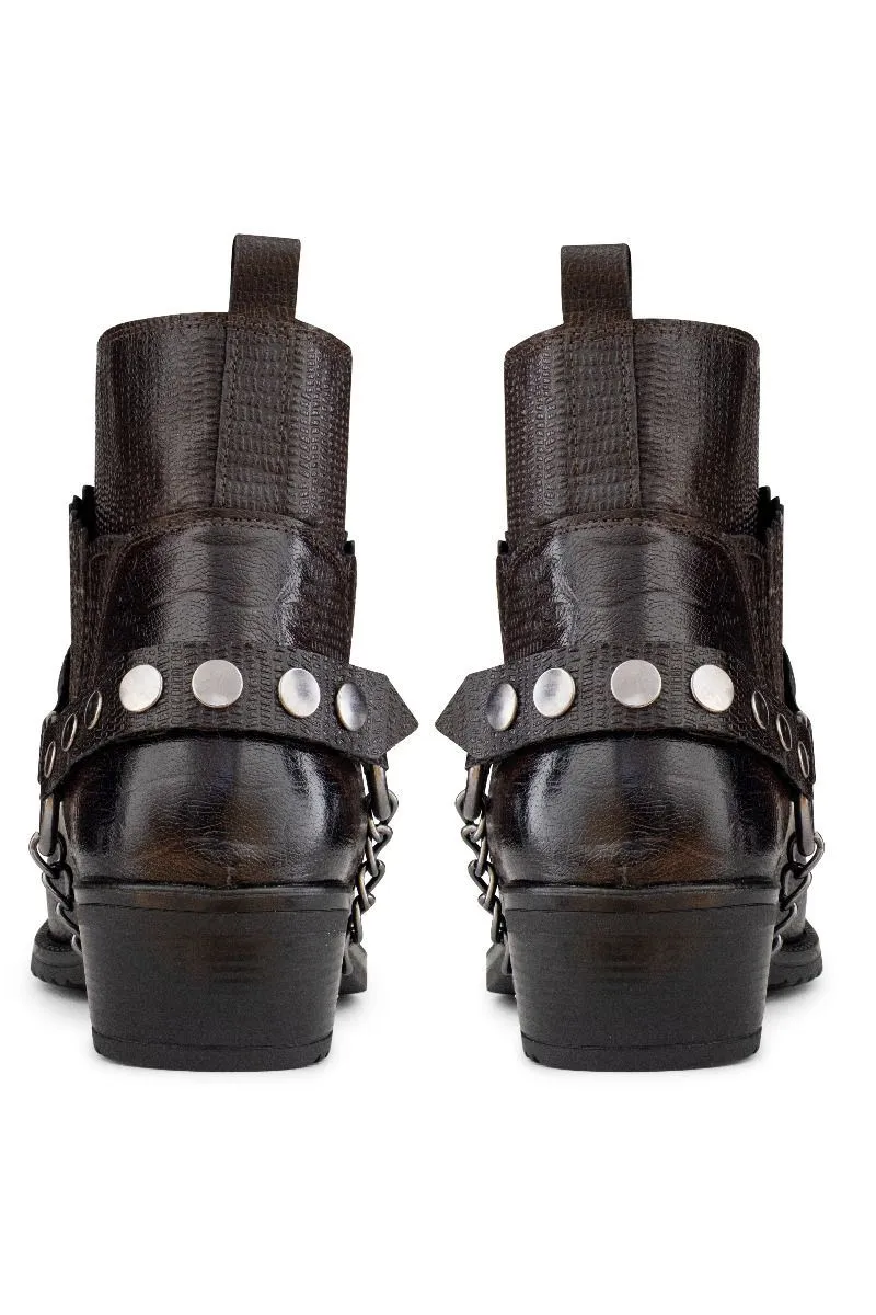 Men's Brown Leather Winklepicker Western Gothic Boots
