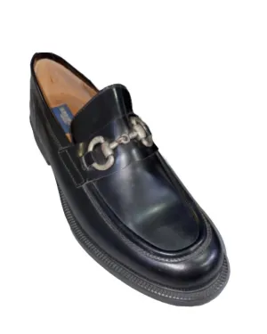 Men's Buckle Moc Toe Loafer In Black