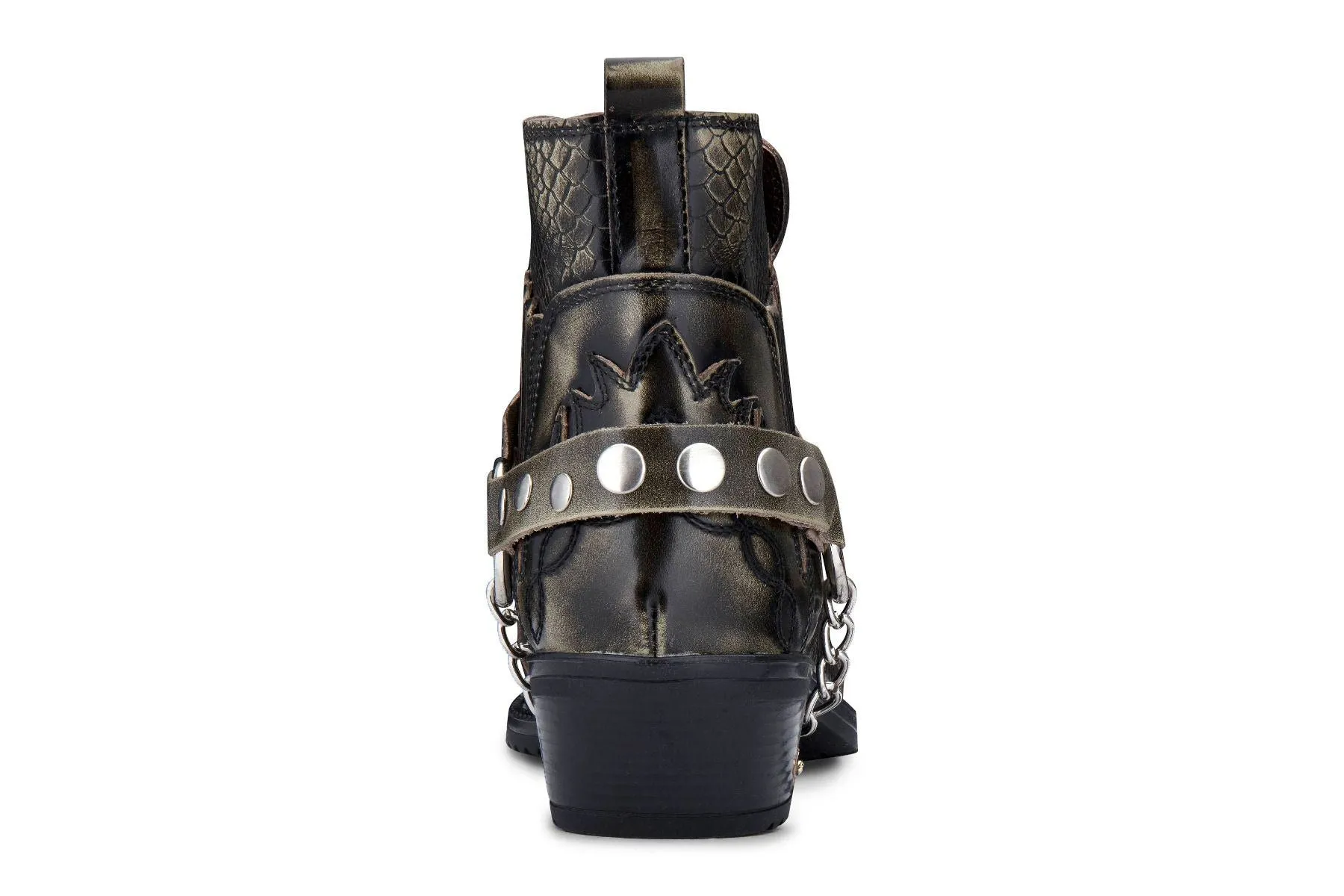 Mens Olive Snakeskin Winklepicker Cowboy Leather Ankle Boots