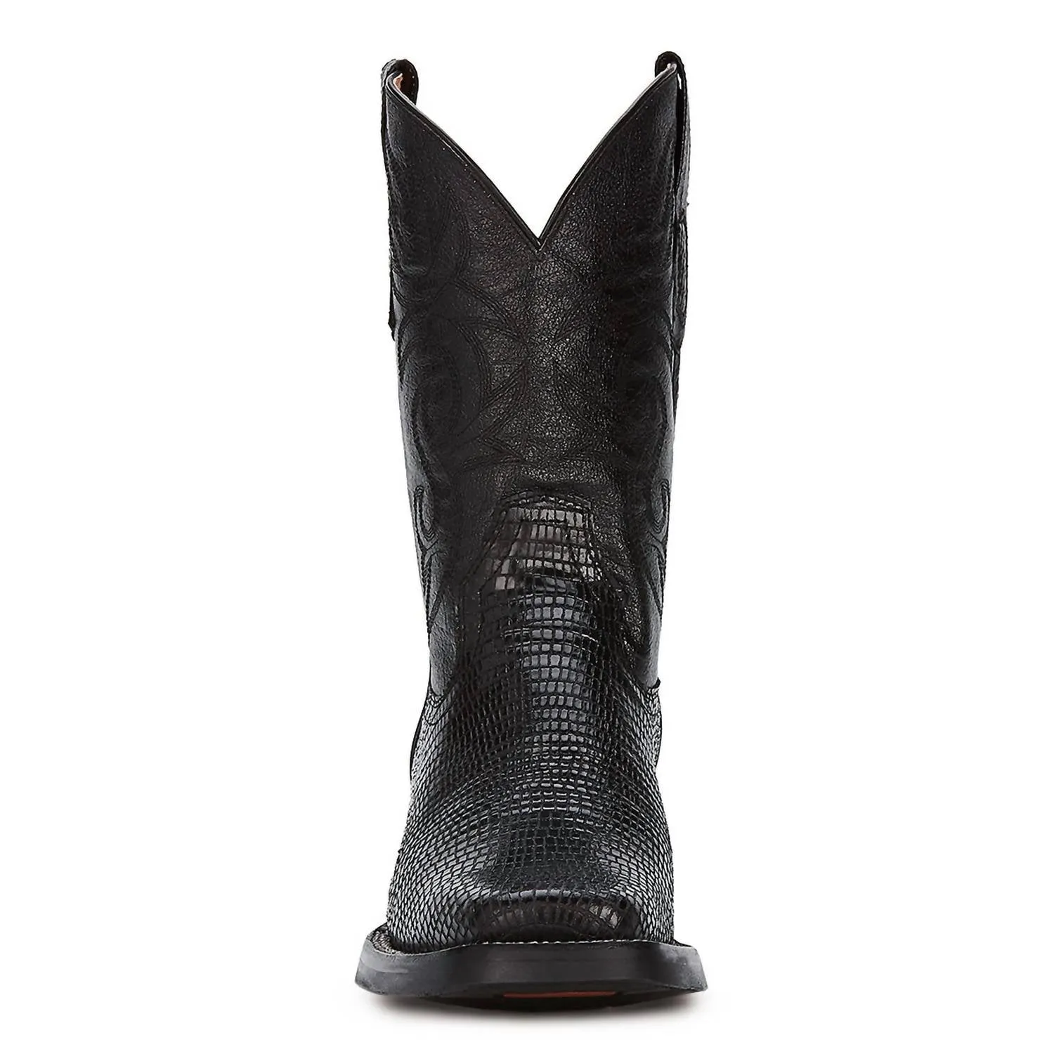 Men's Western Cowboy Leather Boots In Black