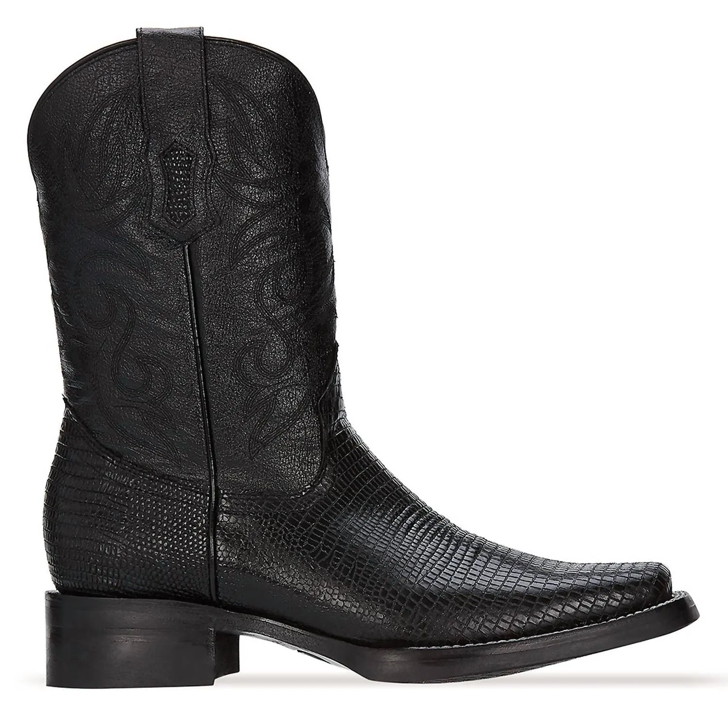 Men's Western Cowboy Leather Boots In Black