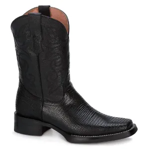 Men's Western Cowboy Leather Boots In Black