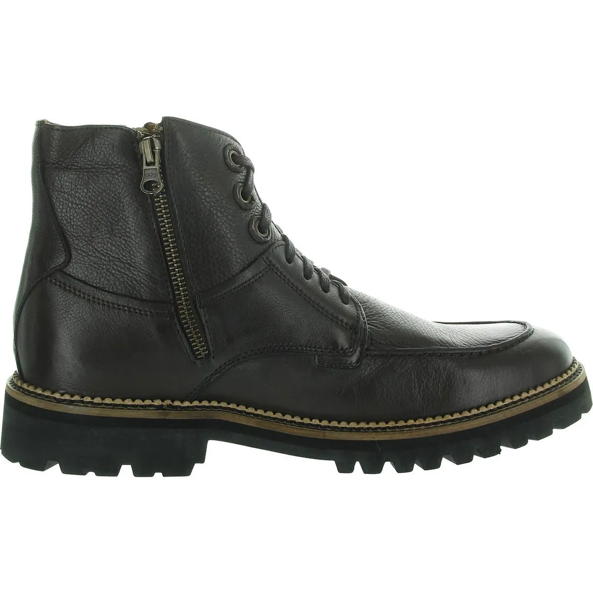 Mens Zipper Leather Combat & Lace-Up Boots