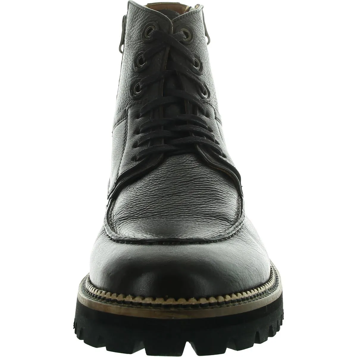 Mens Zipper Leather Combat & Lace-Up Boots
