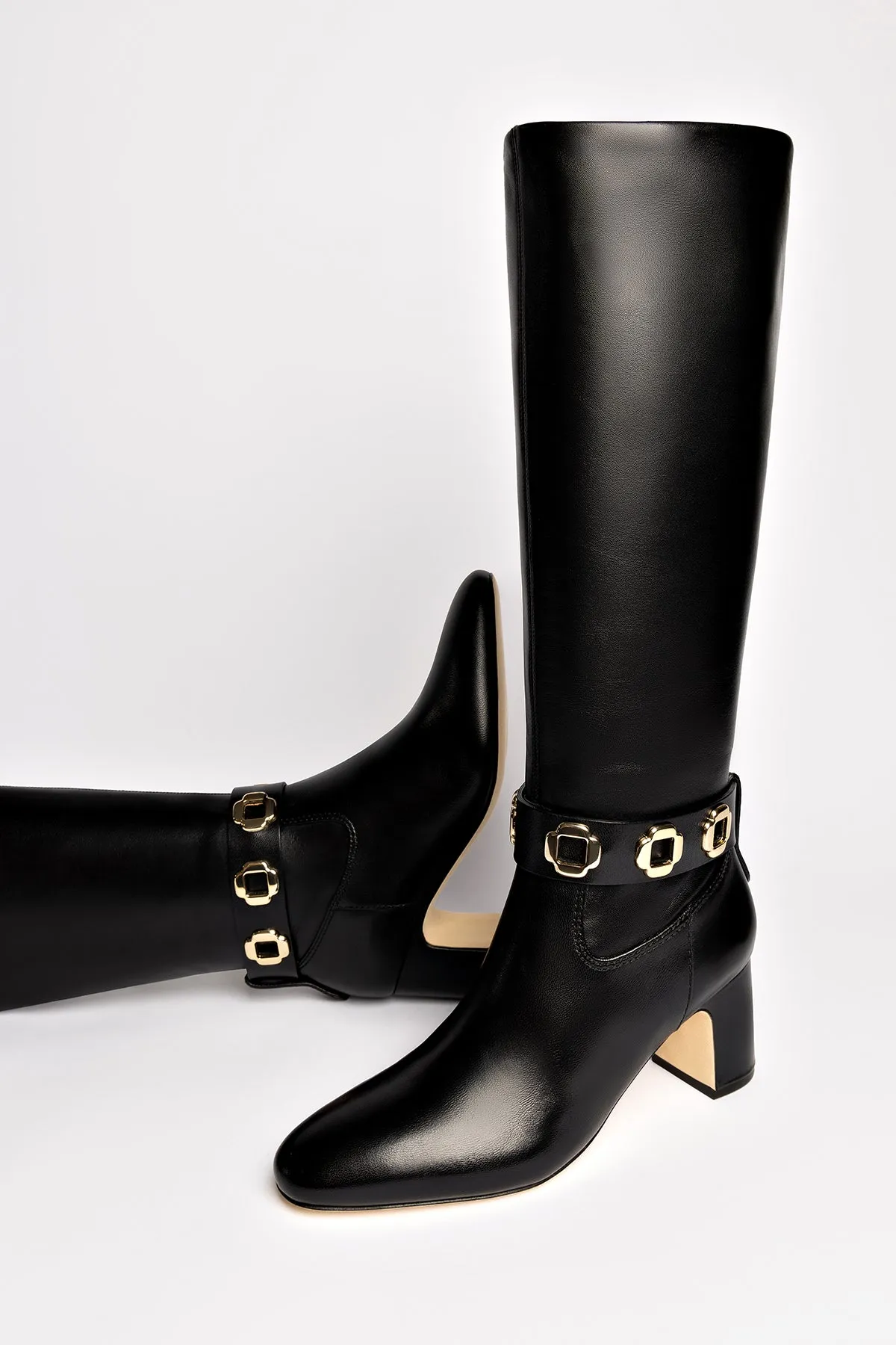 Milan Block Boot In Black Leather