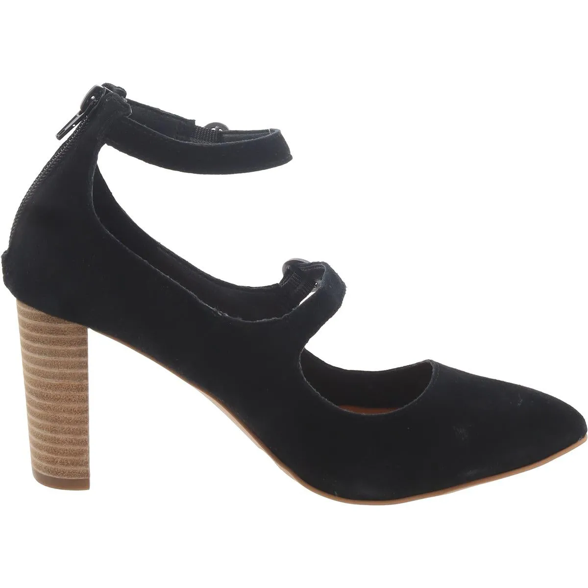 Mixlier Womens Double Buckle Zip Up Mary Janes