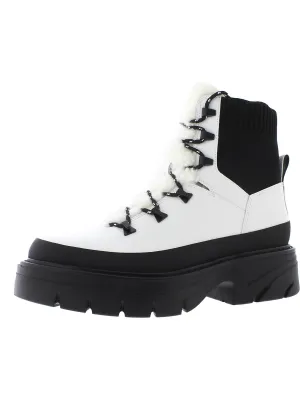 ML IZUMA Womens Leather Sheep Fur Combat & Lace-up Boots