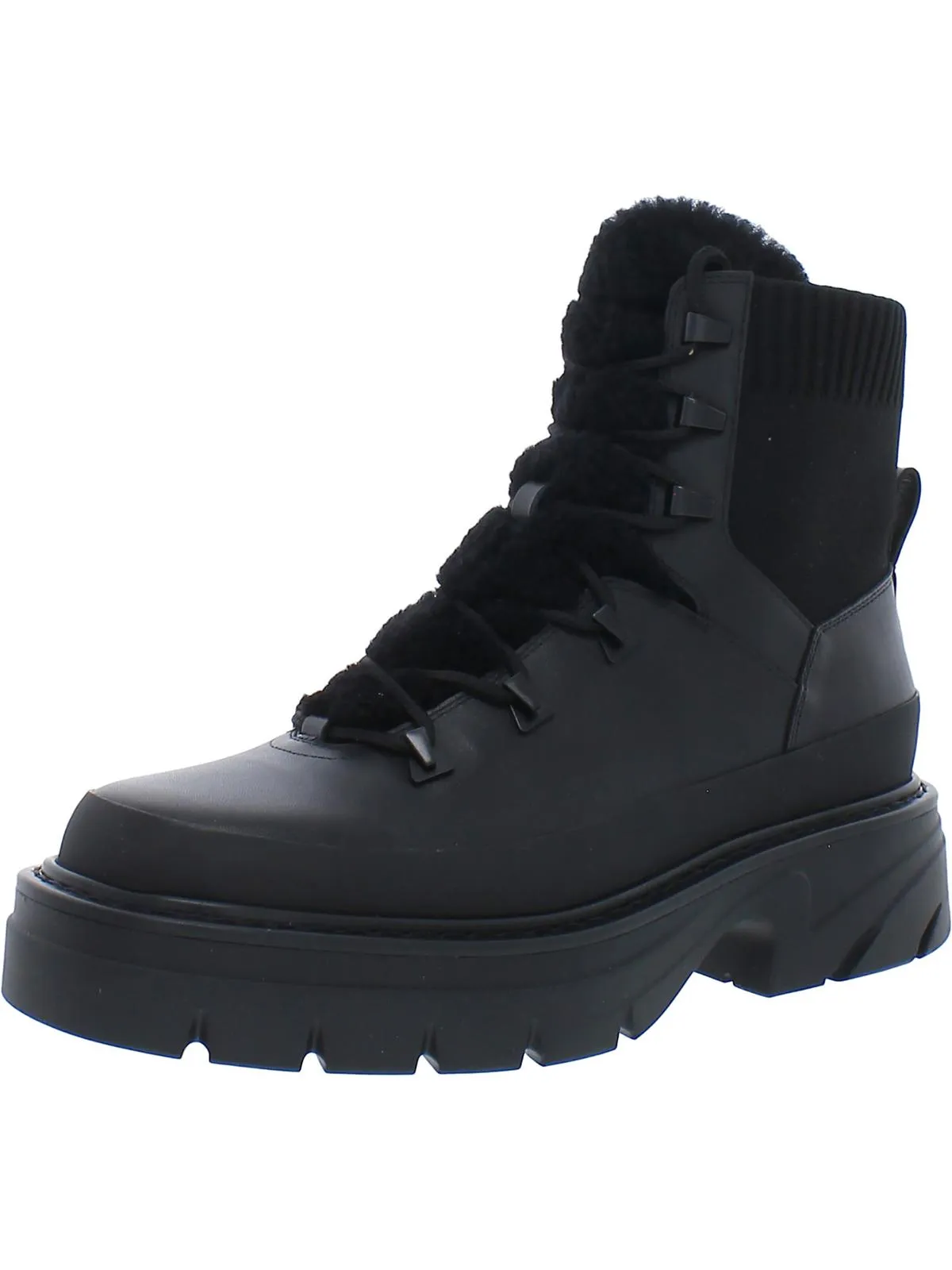 ML IZUMA Womens Leather Sheep Fur Combat & Lace-up Boots