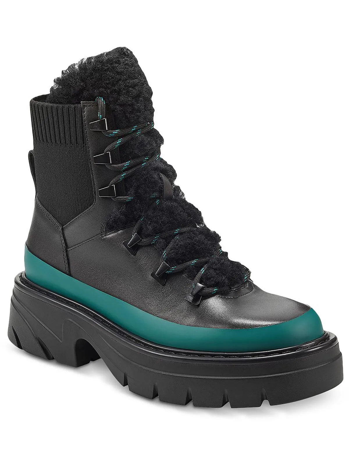 ML IZUMA Womens Leather Sheep Fur Combat & Lace-up Boots