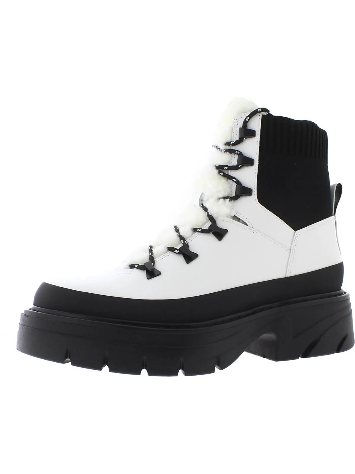 ML IZUMA Womens Leather Sheep Fur Combat & Lace-up Boots