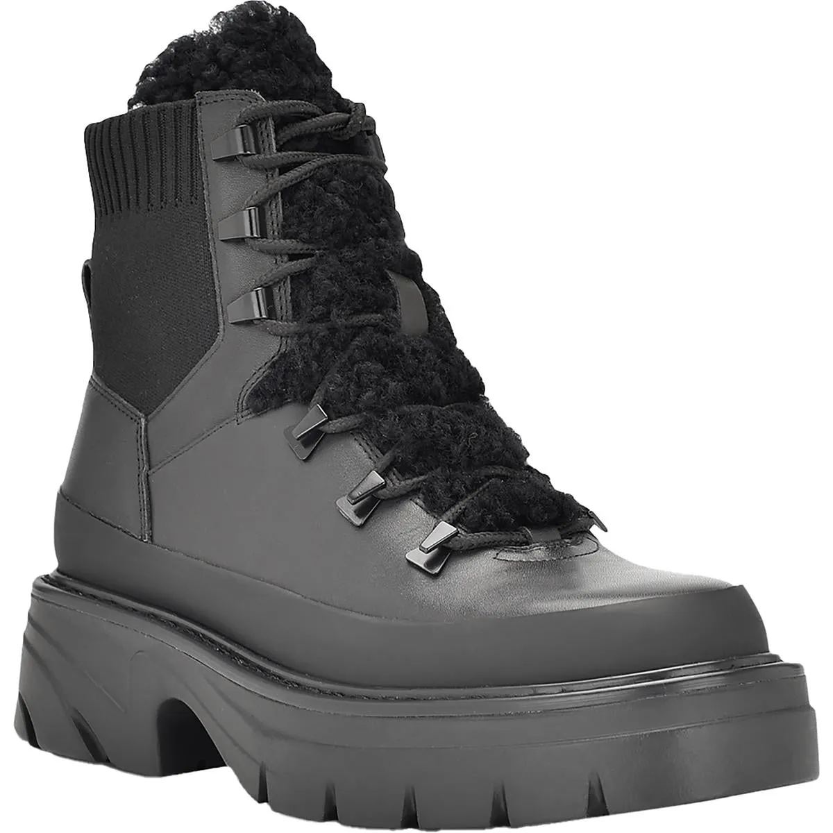 ML IZUMA Womens Leather Sheep Fur Combat & Lace-up Boots
