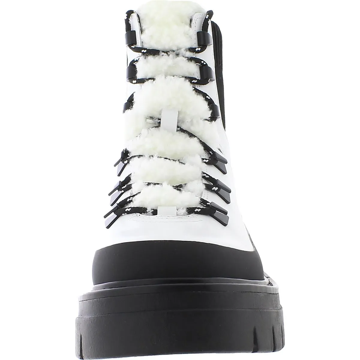 ML IZUMA Womens Leather Sheep Fur Combat & Lace-up Boots