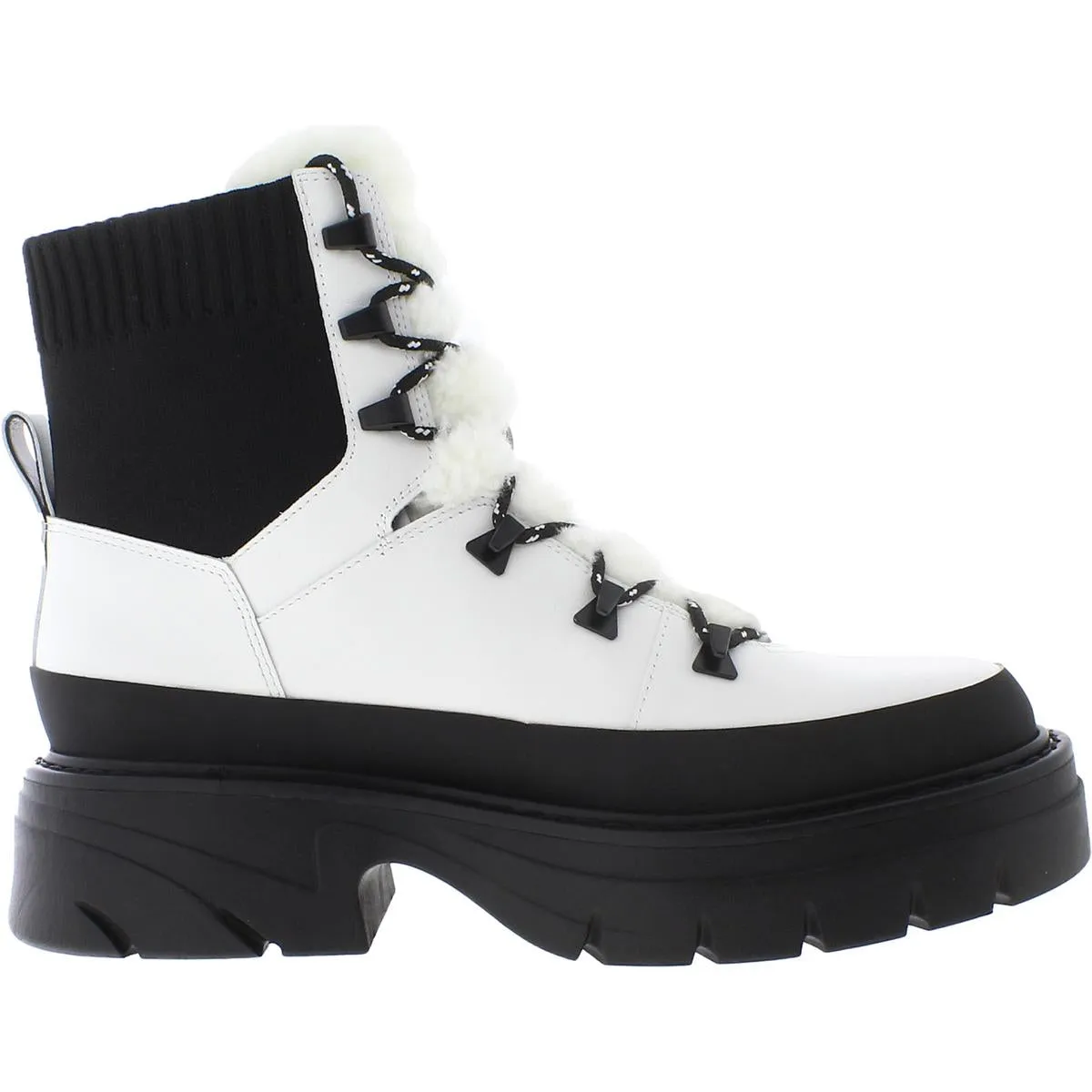 ML IZUMA Womens Leather Sheep Fur Combat & Lace-up Boots