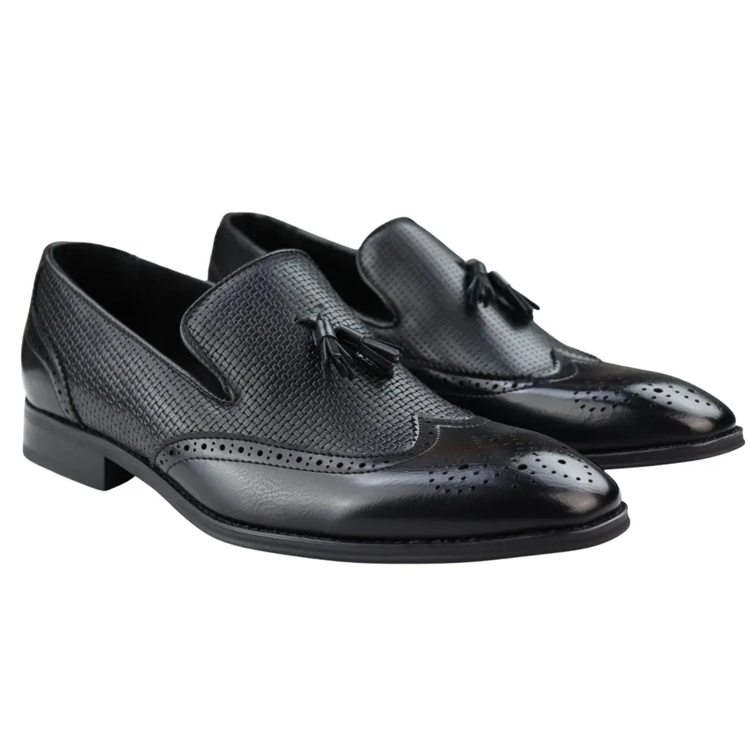 Moccasin Loafers Shoes Leather Lined Slip On Tassel Trim Smart Formal Shoe