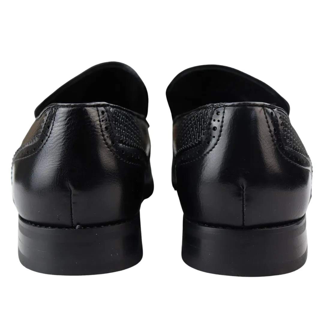 Moccasin Loafers Shoes Leather Lined Slip On Tassel Trim Smart Formal Shoe