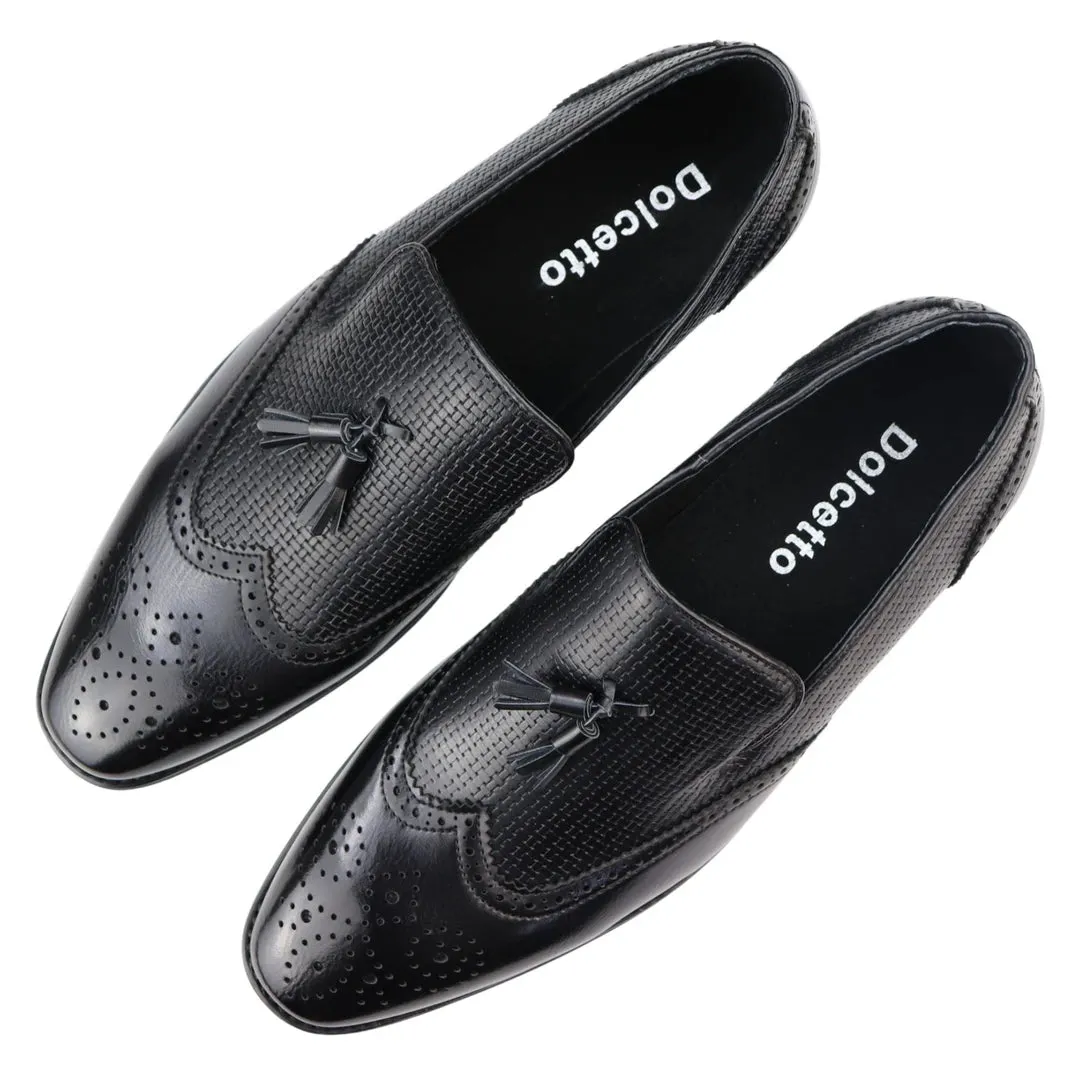Moccasin Loafers Shoes Leather Lined Slip On Tassel Trim Smart Formal Shoe