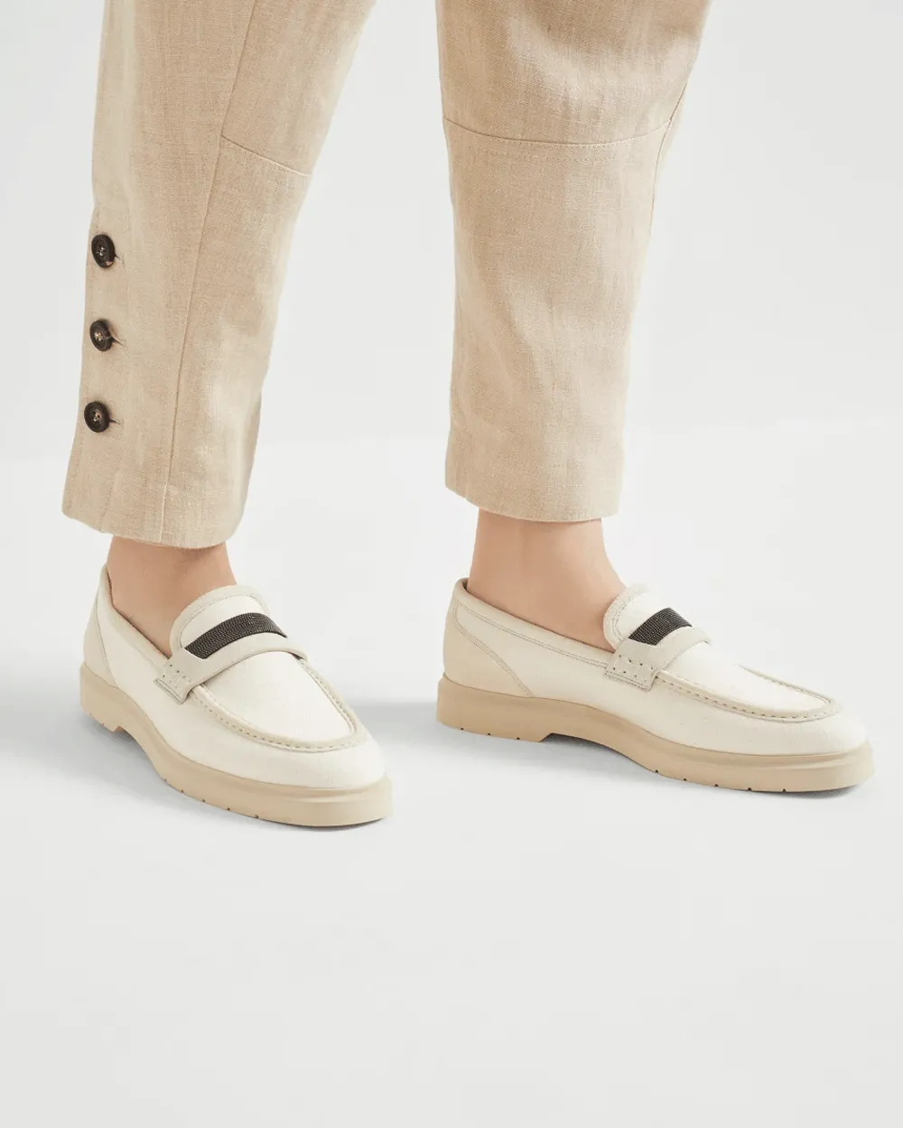 Monili Penny Loafers in Ecru