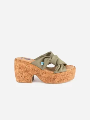My Wedge Twist Peel Chestnut Vegan Wedge Sandals | Olive