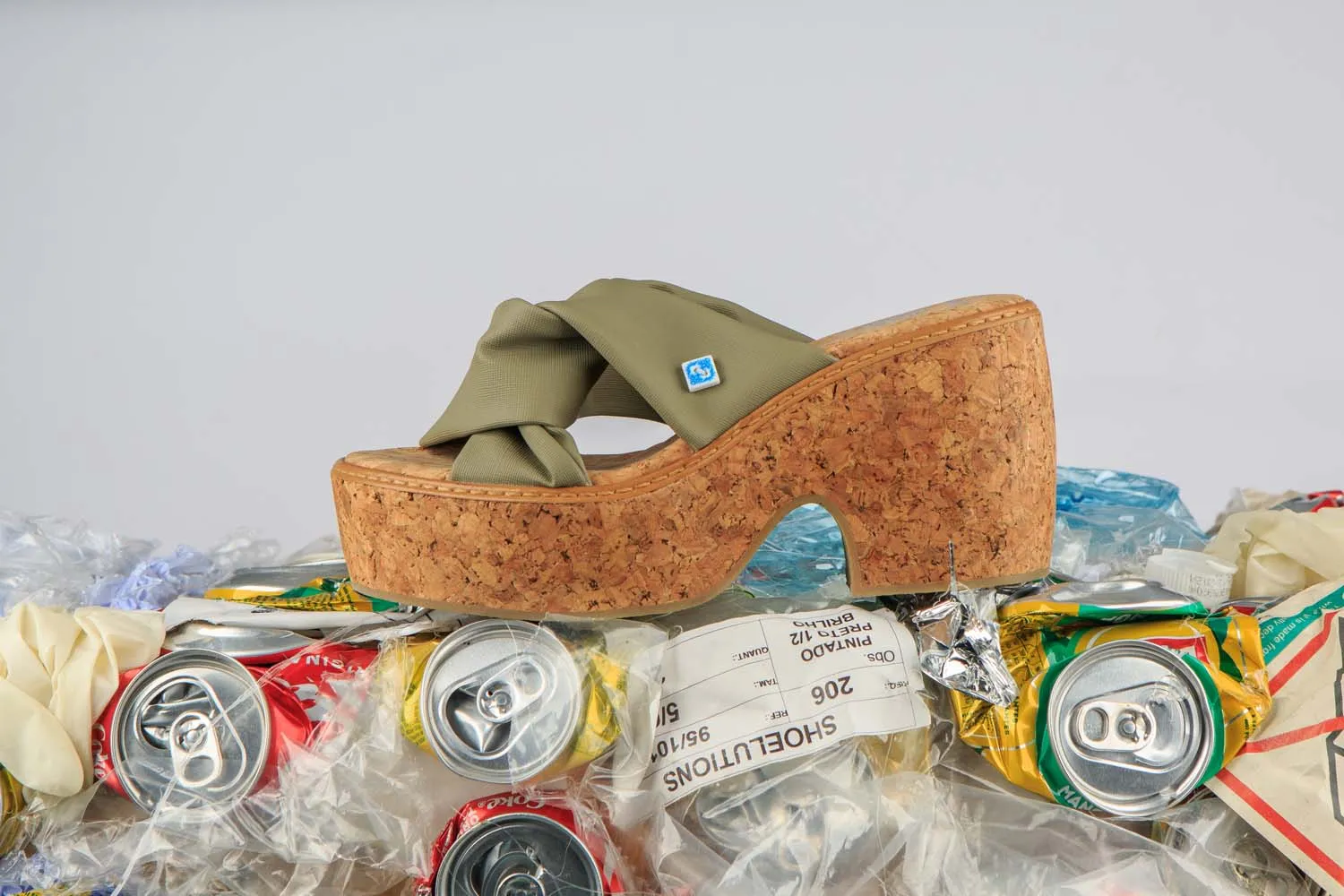 My Wedge Twist Peel Chestnut Vegan Wedge Sandals | Olive