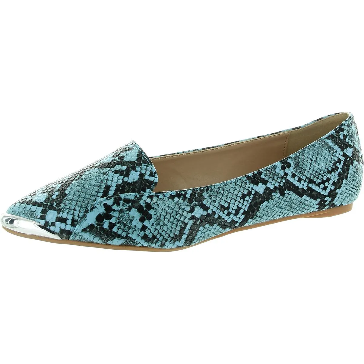 Nik Womens Embossed Metallic Toe Cap Loafers