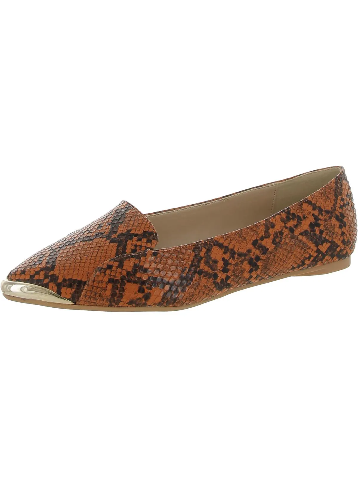 Nik Womens Embossed Metallic Toe Cap Loafers