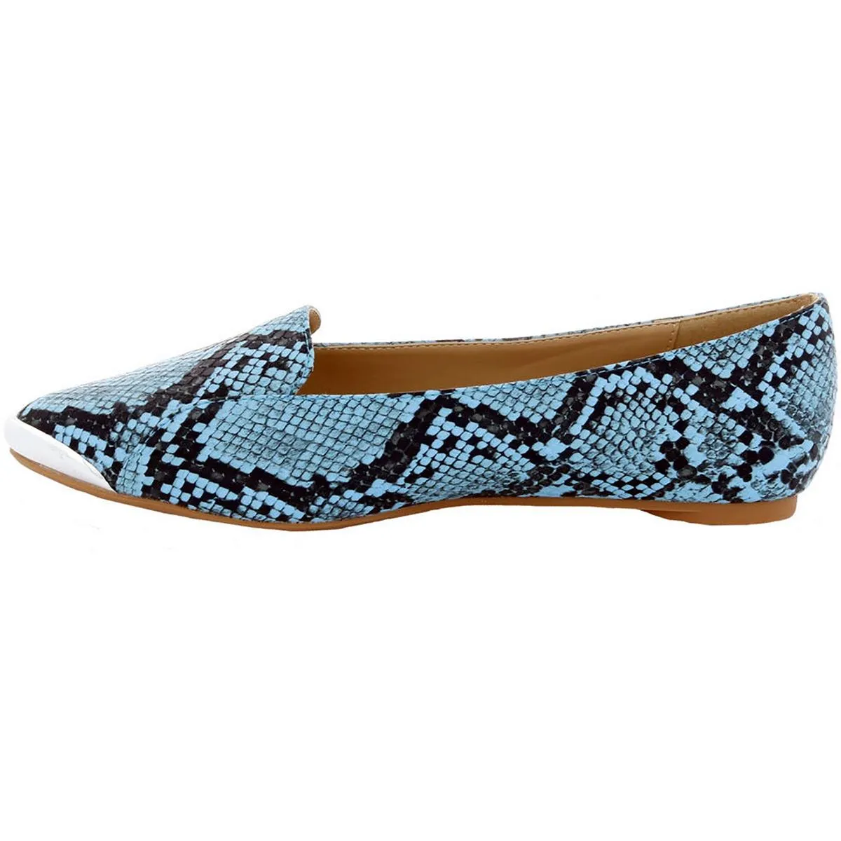 Nik Womens Embossed Metallic Toe Cap Loafers