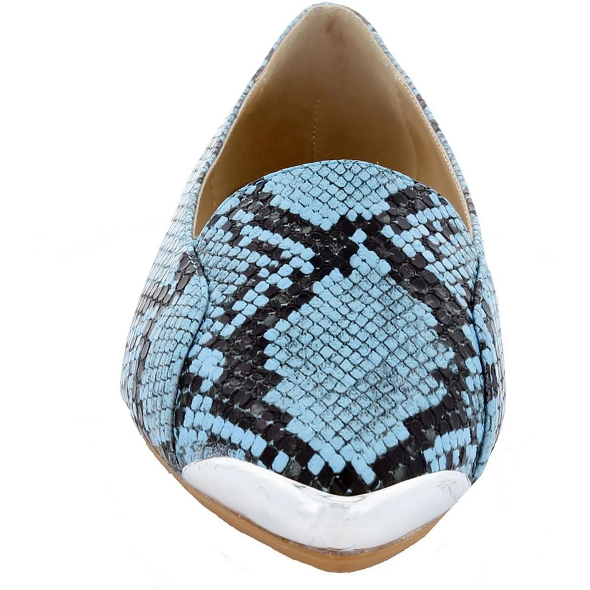 Nik Womens Embossed Metallic Toe Cap Loafers