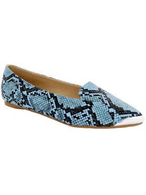 Nik Womens Embossed Metallic Toe Cap Loafers