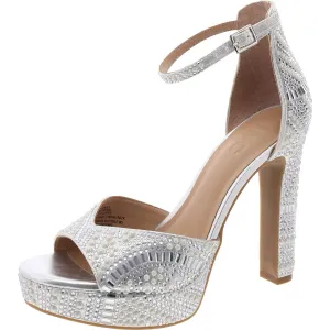 Ninel 5 Womens Metallic Rhinestone Platform Sandals