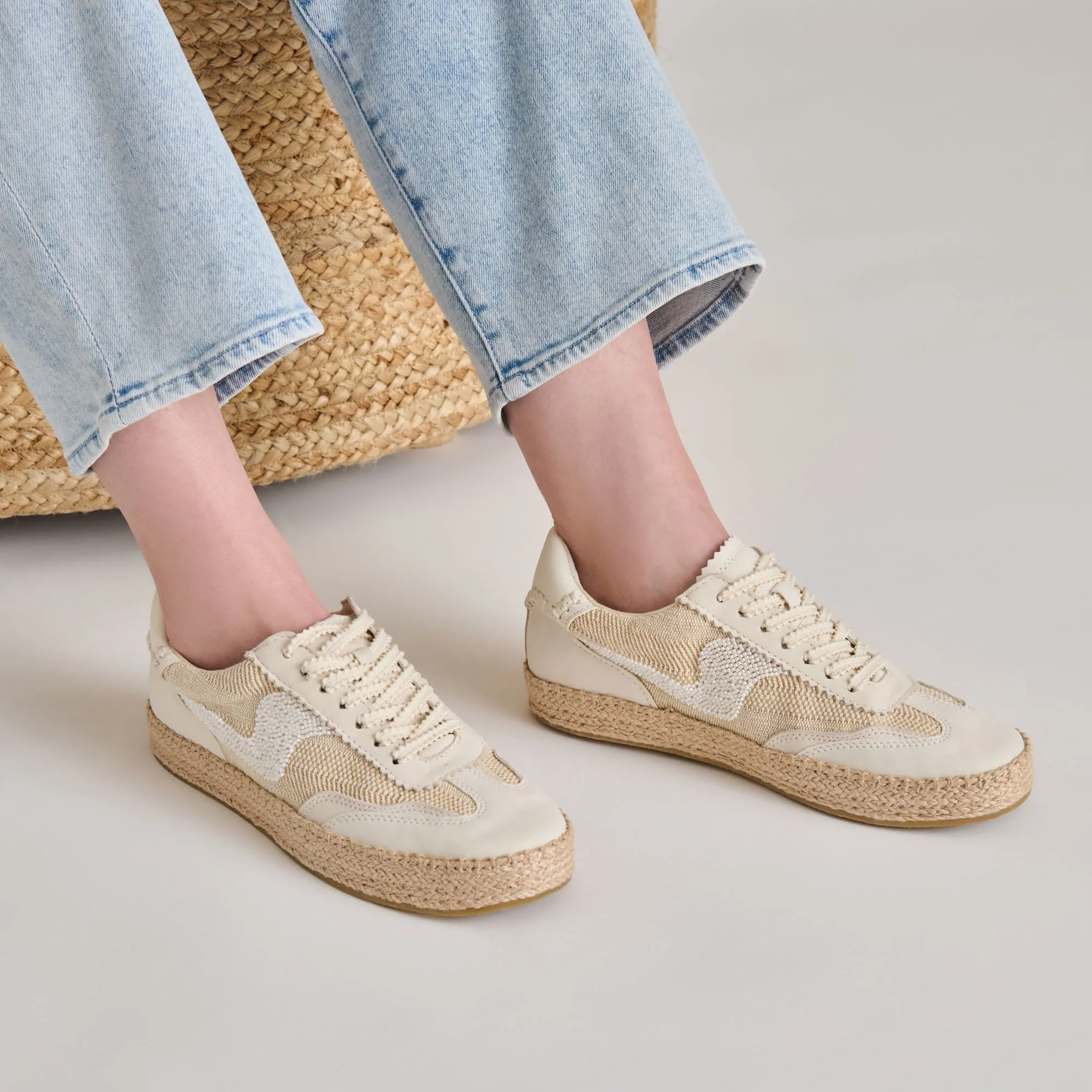 NOTICE ESPADRILLE BEAD SNEAKERS NATURAL MULTI BURLAP