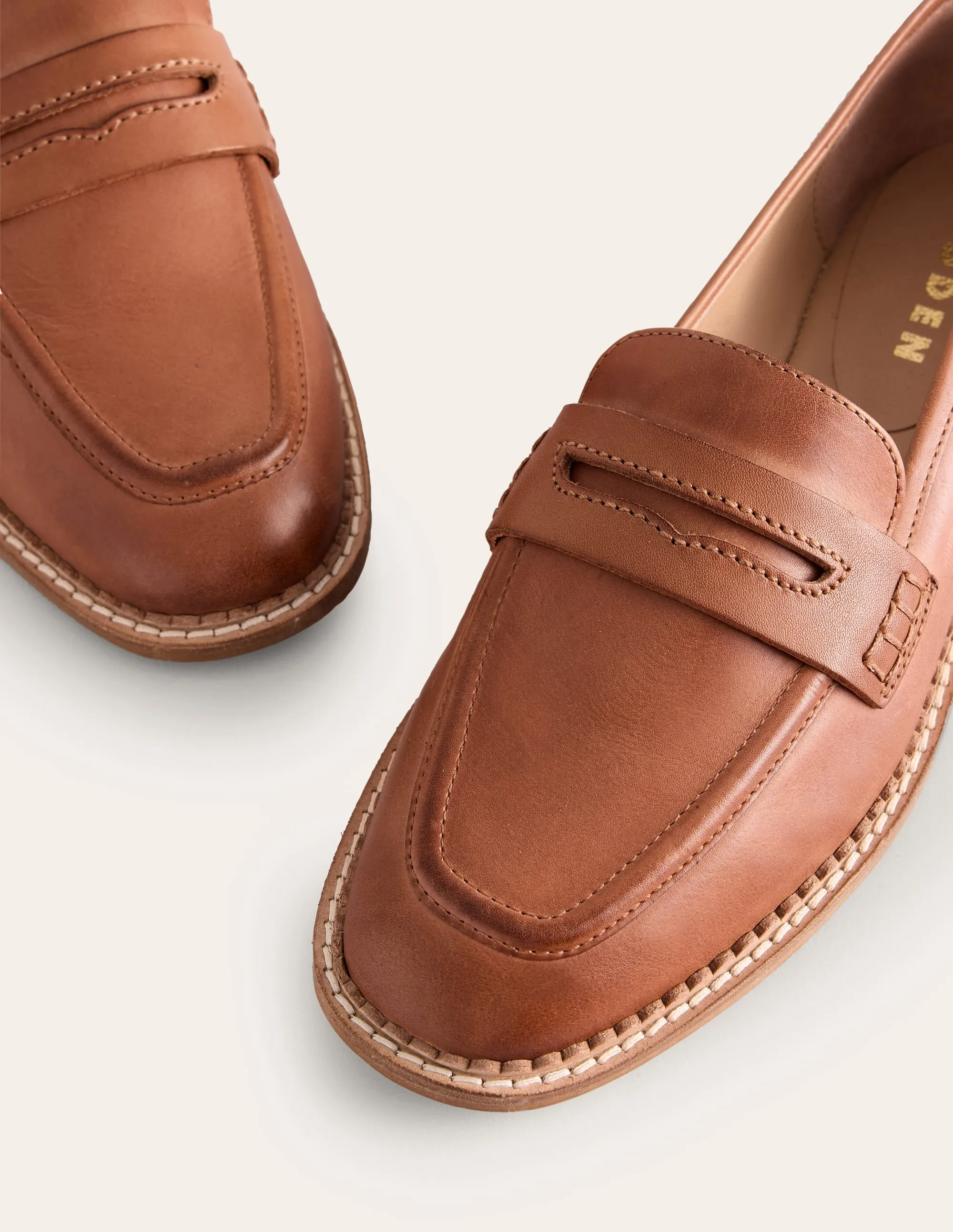 Nya Penny Loafers-Tan Burnished Leather