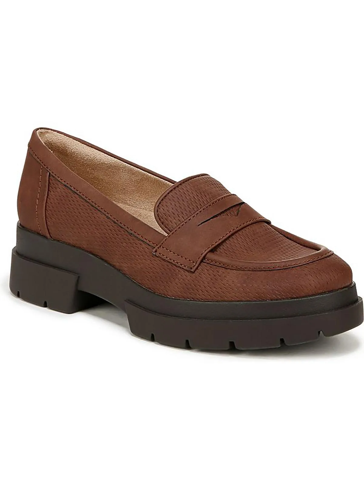Ophelia Womens Faux Leather Penny Loafers
